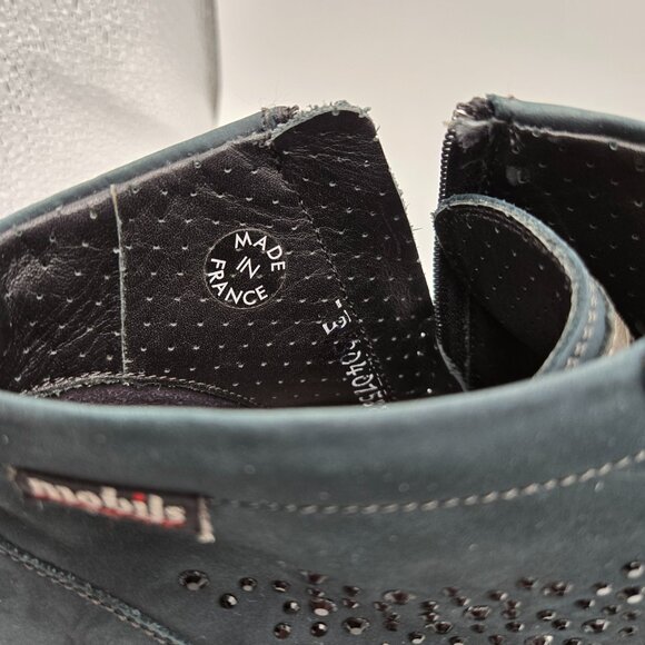 Mephisto Mobils Huguette Style Natural Rubber Sole Leather Rhinestone Embelished - Picture 9 of 13